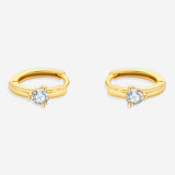 Solitaire Birthstone Huggie Hoop Earrings