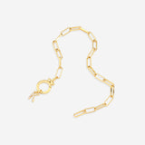 Mint Paperclip Bracelet with Pave Initial Charm