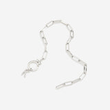 Mint Paperclip Bracelet with Pave Initial Charm