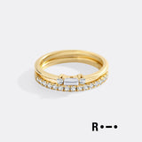 Morse Code and Micro Pave Eternity Ring Stacking Set