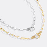 Pave Mint Paperclip Necklace