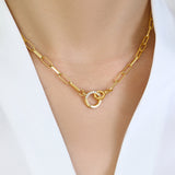 Pave Mint Paperclip Necklace