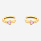 Solitaire Birthstone Huggie Hoop Earrings