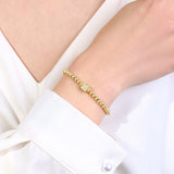 Gold Beaded Block Initial Bracelet