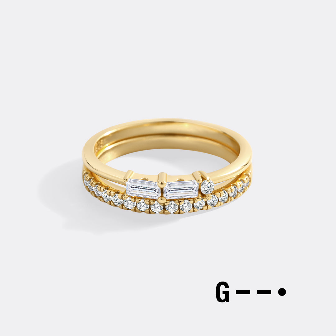 Morse Code and Micro Pave Eternity Ring Stacking Set