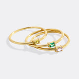 Dainty Baguette Birthstone Stacking Ring