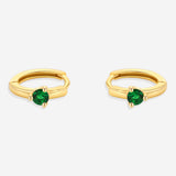 Solitaire Birthstone Huggie Hoop Earrings