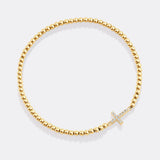 Gold Beaded Cross Stretch Bracelet