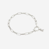 Mint Paperclip Bracelet with Pave Initial Charm