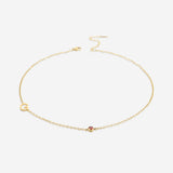 Initial Necklace with Birthstone Accent