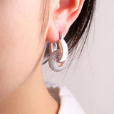 Pave Interlock Hoop Earrings