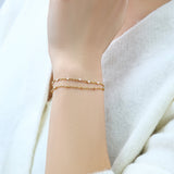 Dainty Double Chain Beaded Bracelet