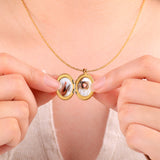 Engraved Oval Photo Locket Necklace