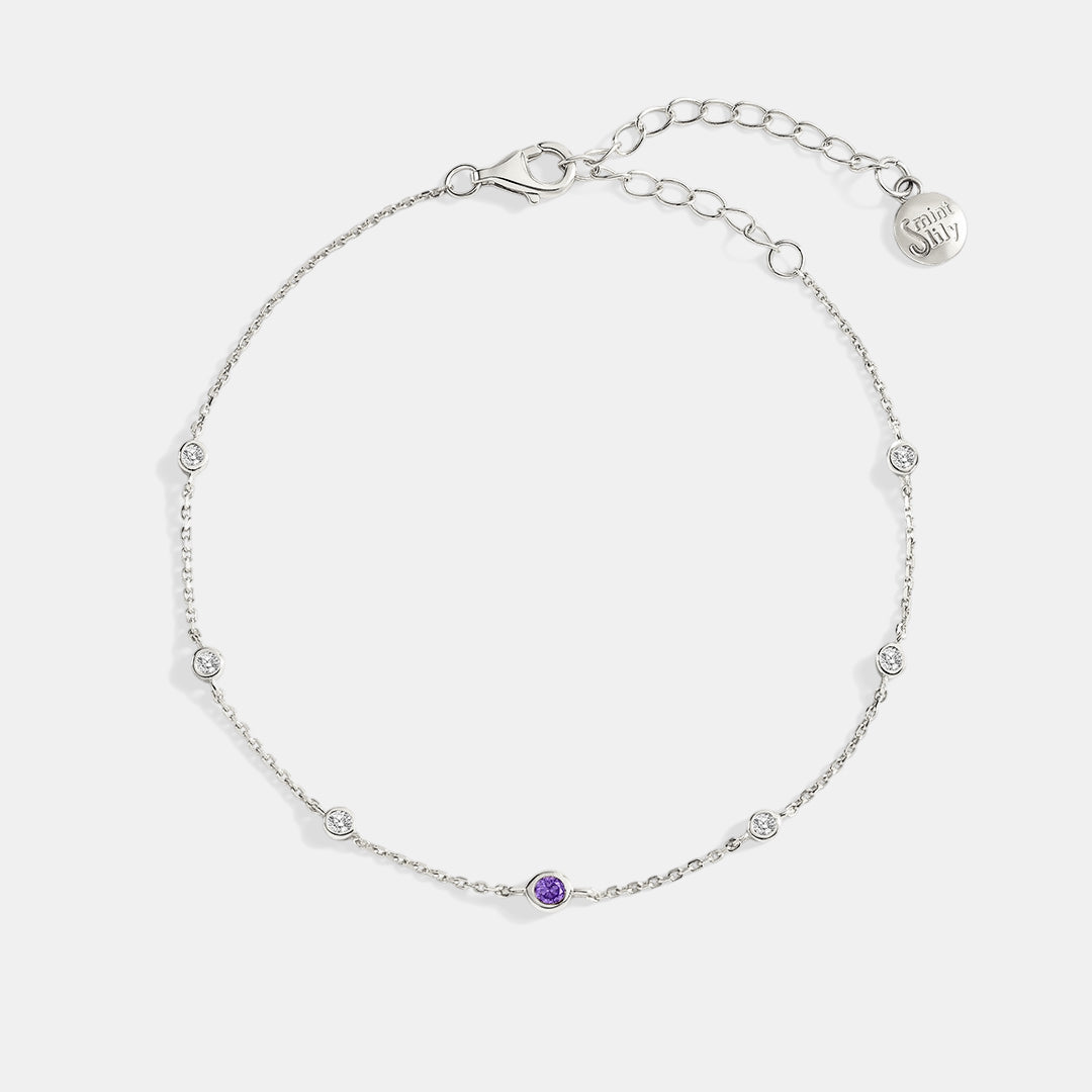 June Birthstone Station Bracelet