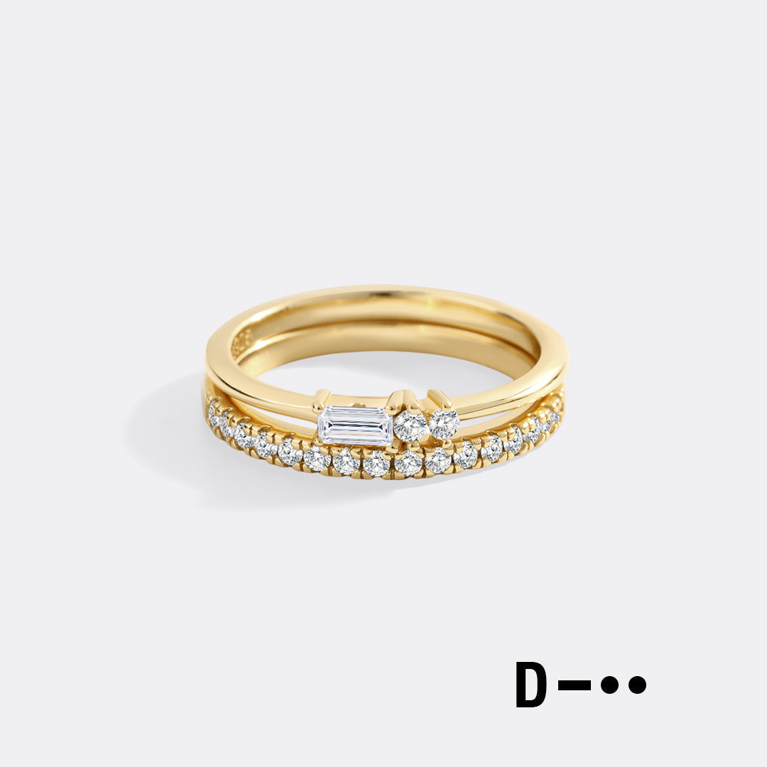 Morse Code and Micro Pave Eternity Ring Stacking Set