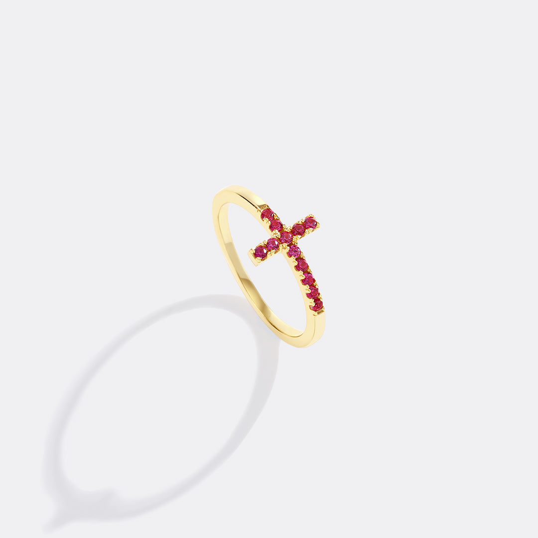 Birthstone Cross Ring