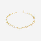 Link Chain Necklace with Pave Carabiner Clasp