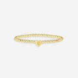 Gold Beaded Bracelet with Heart Initial