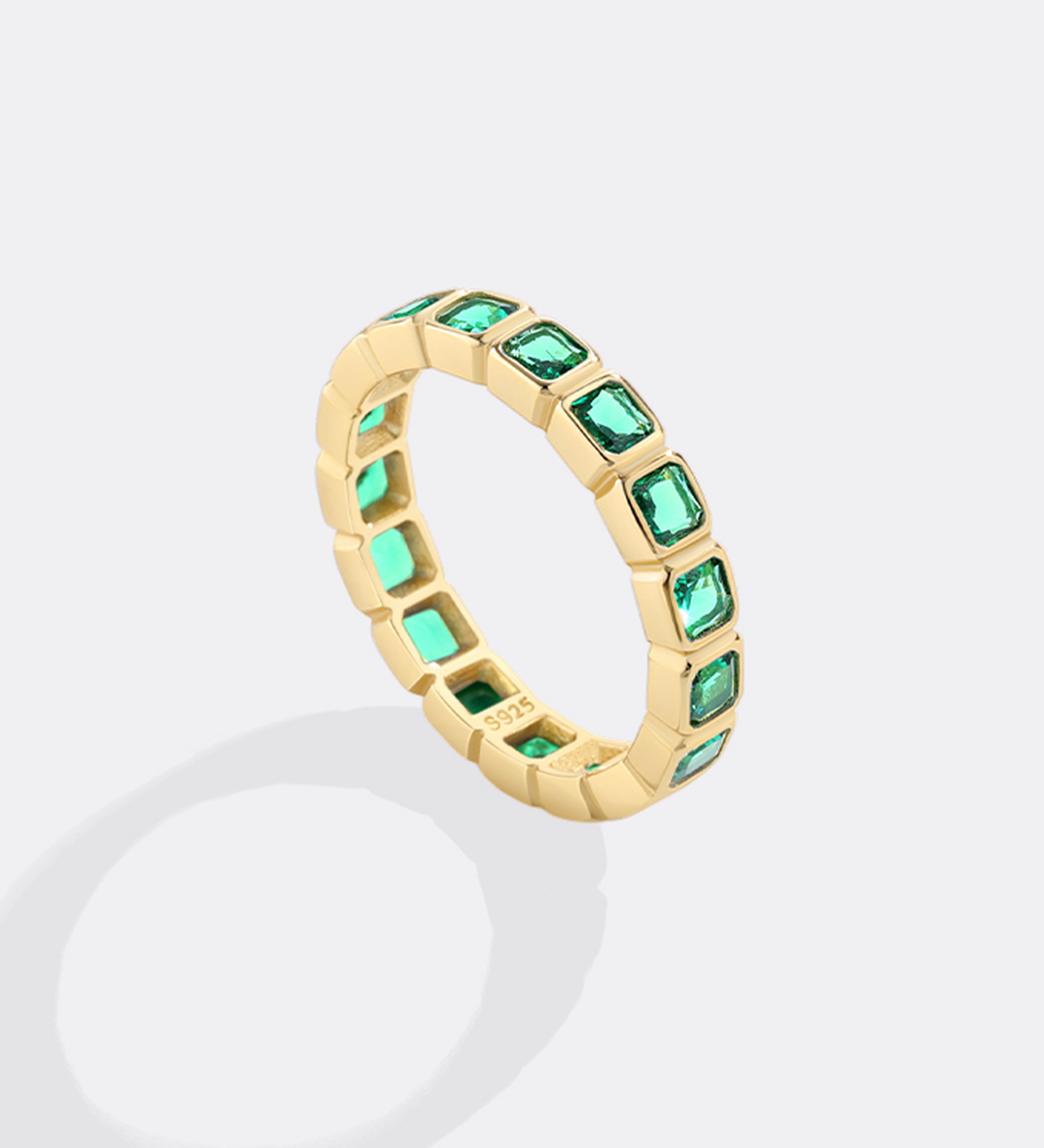 Emerald Cut Birthstone Eternity Ring