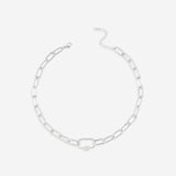Link Chain Necklace with Pave Carabiner Clasp