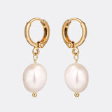 Freshwater Pearl Drop Huggie Earrings