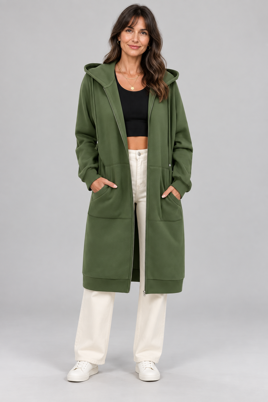TIOMARA™ - Casual Zip Up Oversized Long Jacket