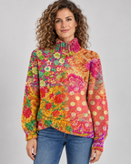 Mallory™ | Floral Polka Dot Knit Turtleneck Sweater