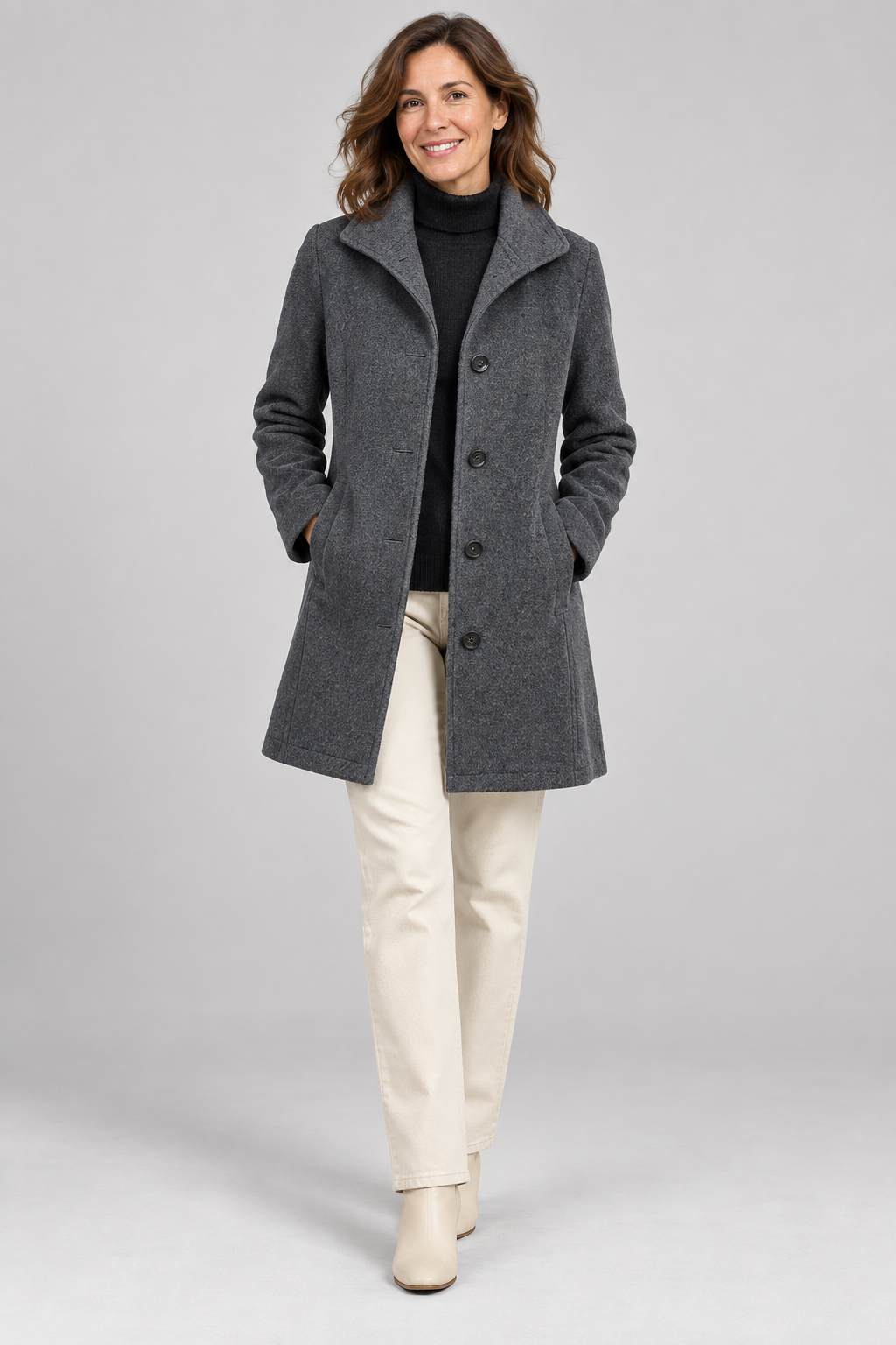 GABRIELA™ - Casual Wool Blend Pea Coat with Single-Breasted Design