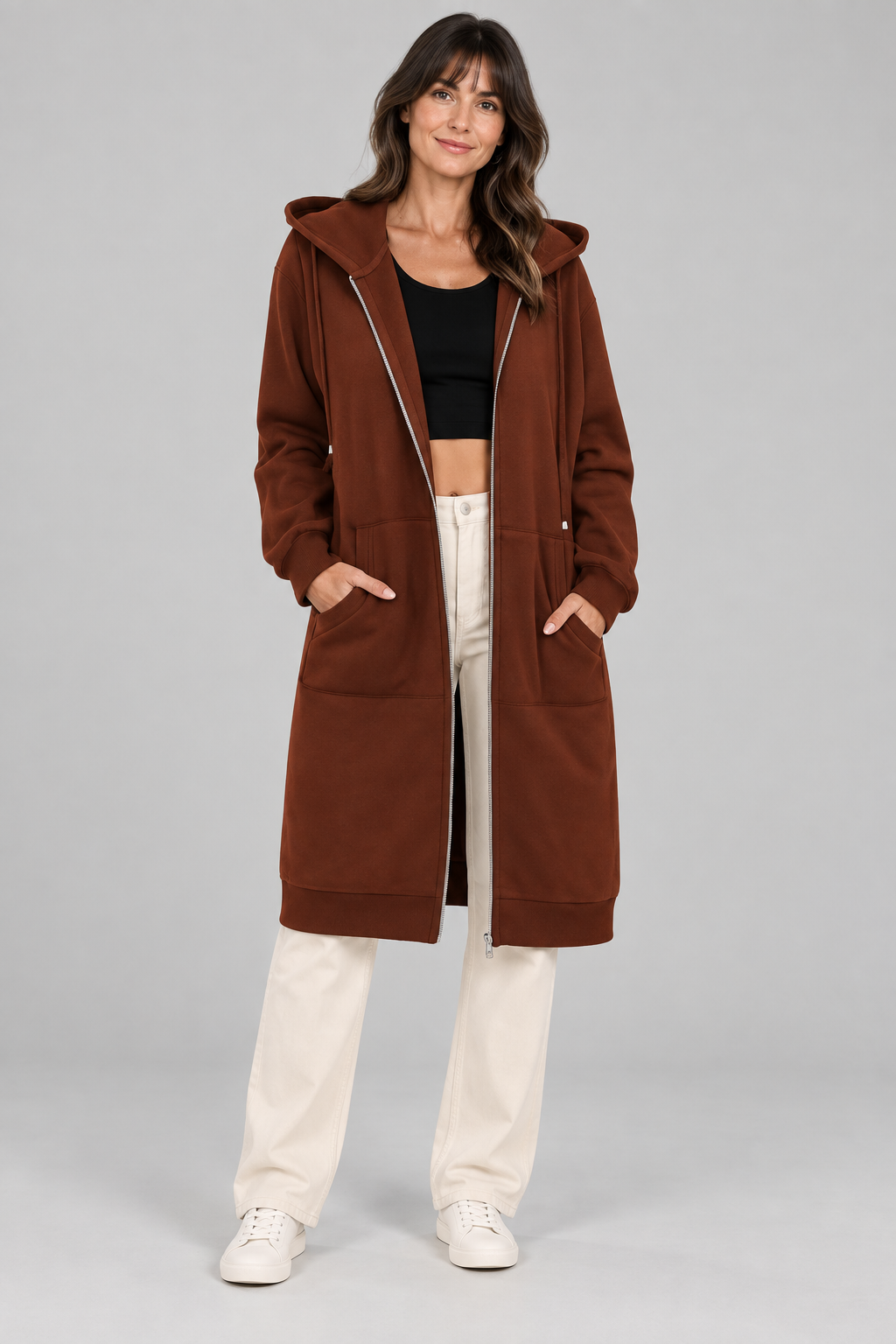 TIOMARA™ - Casual Zip Up Oversized Long Jacket