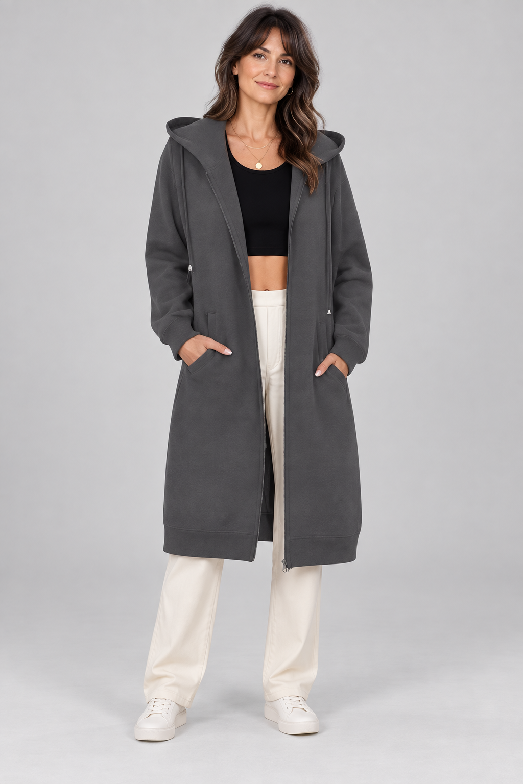 TIOMARA™ - Casual Zip Up Oversized Long Jacket