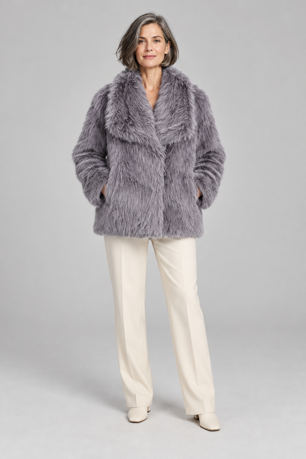 WEENA™ - Classy Long Sleeve Collared Fuzzy Coat