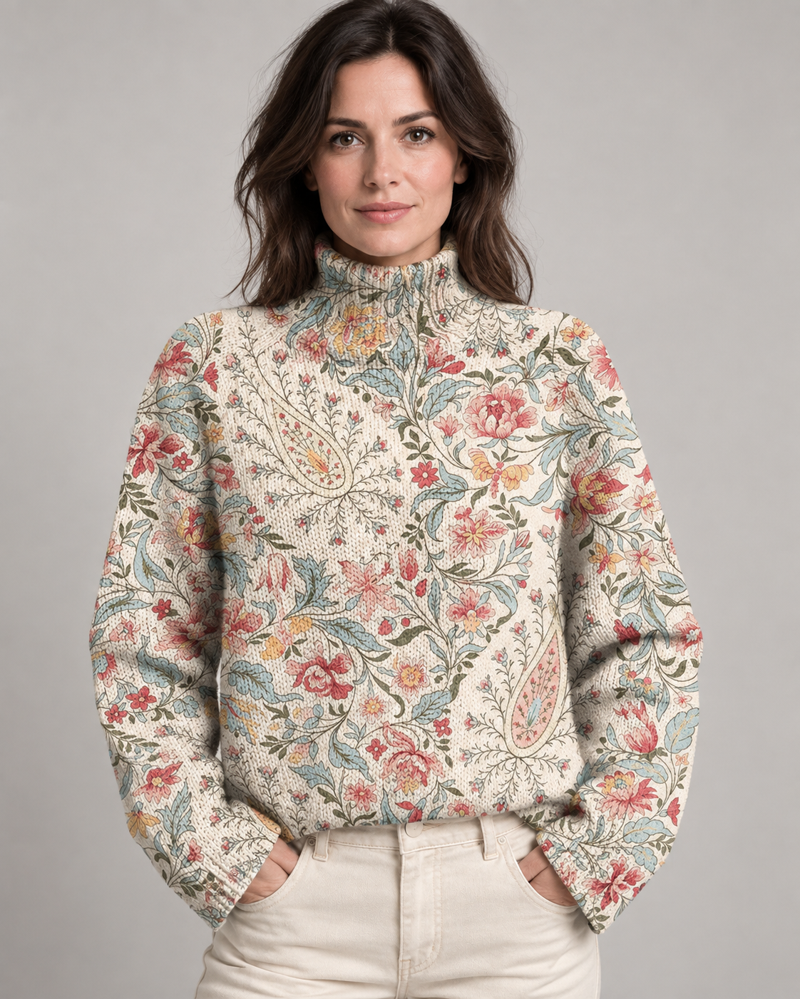 Lisia™ | Vintage Flower Knit Turtleneck