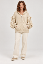 LELENA™ - Chic Zip Up Hooded Side Bow Long Sleeve Jacket