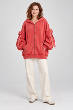 LELENA™ - Chic Zip Up Hooded Side Bow Long Sleeve Jacket