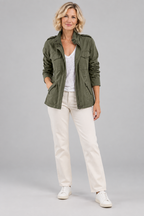 RHODA™ - Vintage Zip Up Button Military Jacket
