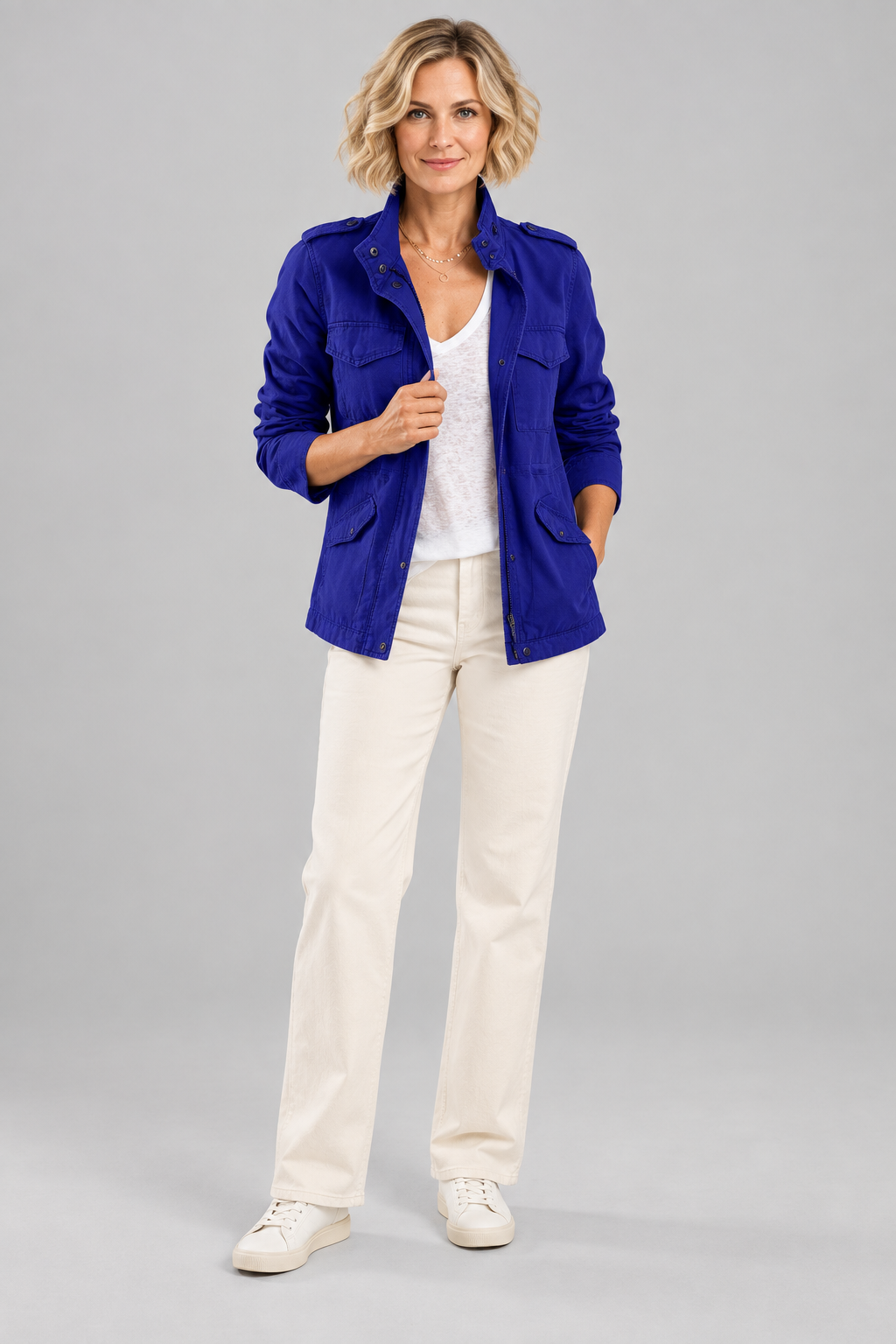RHODA™ - Vintage Zip Up Button Military Jacket