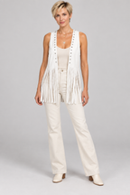 DHARNA™ – Casual Open-Front Sleeveless Fringe Vest