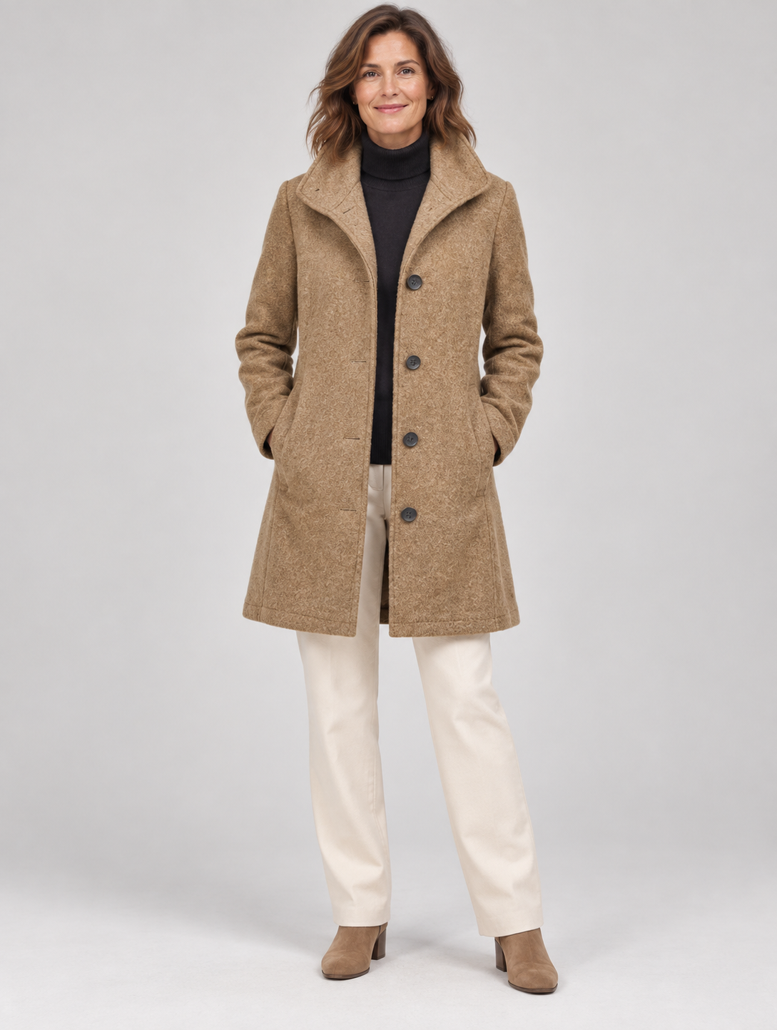 GABRIELA™ - Casual Wool Blend Pea Coat with Single-Breasted Design