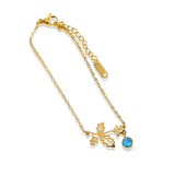 Dainty Birth Flower Bracelet with Birthstone Charm