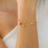 Dainty Birth Flower Bracelet with Birthstone Charm