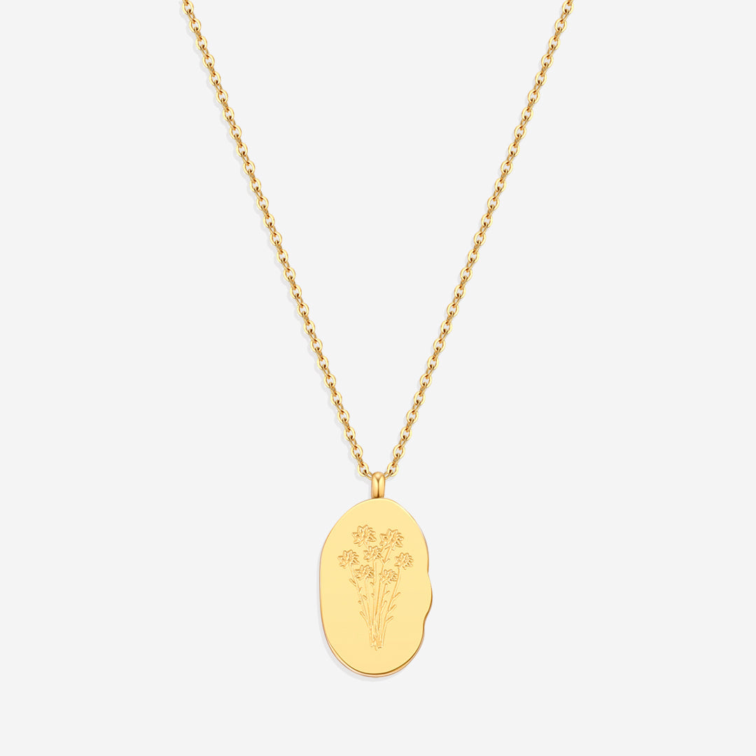 Gold Birth Flower Pendant Necklace
