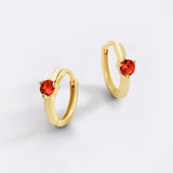 Solitaire Birthstone Huggie Hoop Earrings