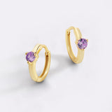 Solitaire Birthstone Huggie Hoop Earrings