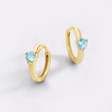 Solitaire Birthstone Huggie Hoop Earrings