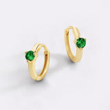 Solitaire Birthstone Huggie Hoop Earrings
