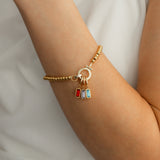 Mint Beaded Birthstone Charm Bracelet