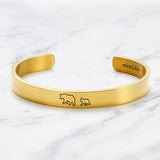 Mama Bear & Her Baby Bears Engraved Cuff Bracelet