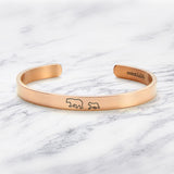 Mama Bear & Her Baby Bears Engraved Cuff Bracelet