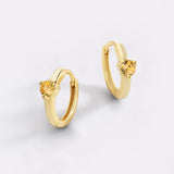 Solitaire Birthstone Huggie Hoop Earrings