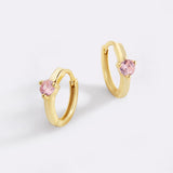 Solitaire Birthstone Huggie Hoop Earrings